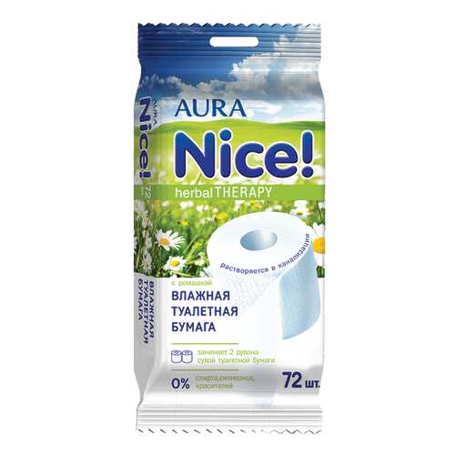 Влажная туалетная бумага Aura Nice 72 шт в Подружка