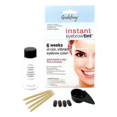 Краска для бровей Godefroy Instant Eyebrow Tint Kit Medium Brown 4 капсулы в Подружка